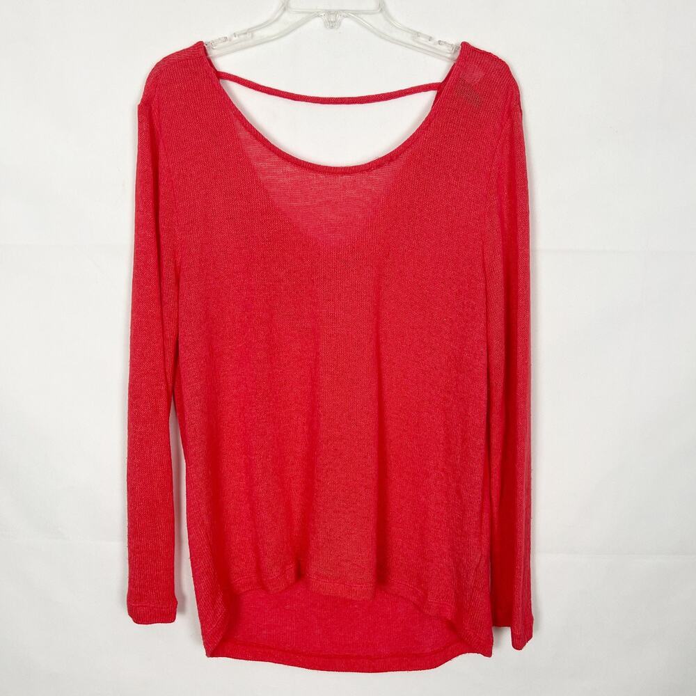 Divided Open Back Red Knit High-Low Sweater Size S Oversized